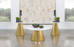 Best Furniture Outlet - Coaster - Avon 3-piece Marble Top Coffee and End Table Set White - 707828-S3