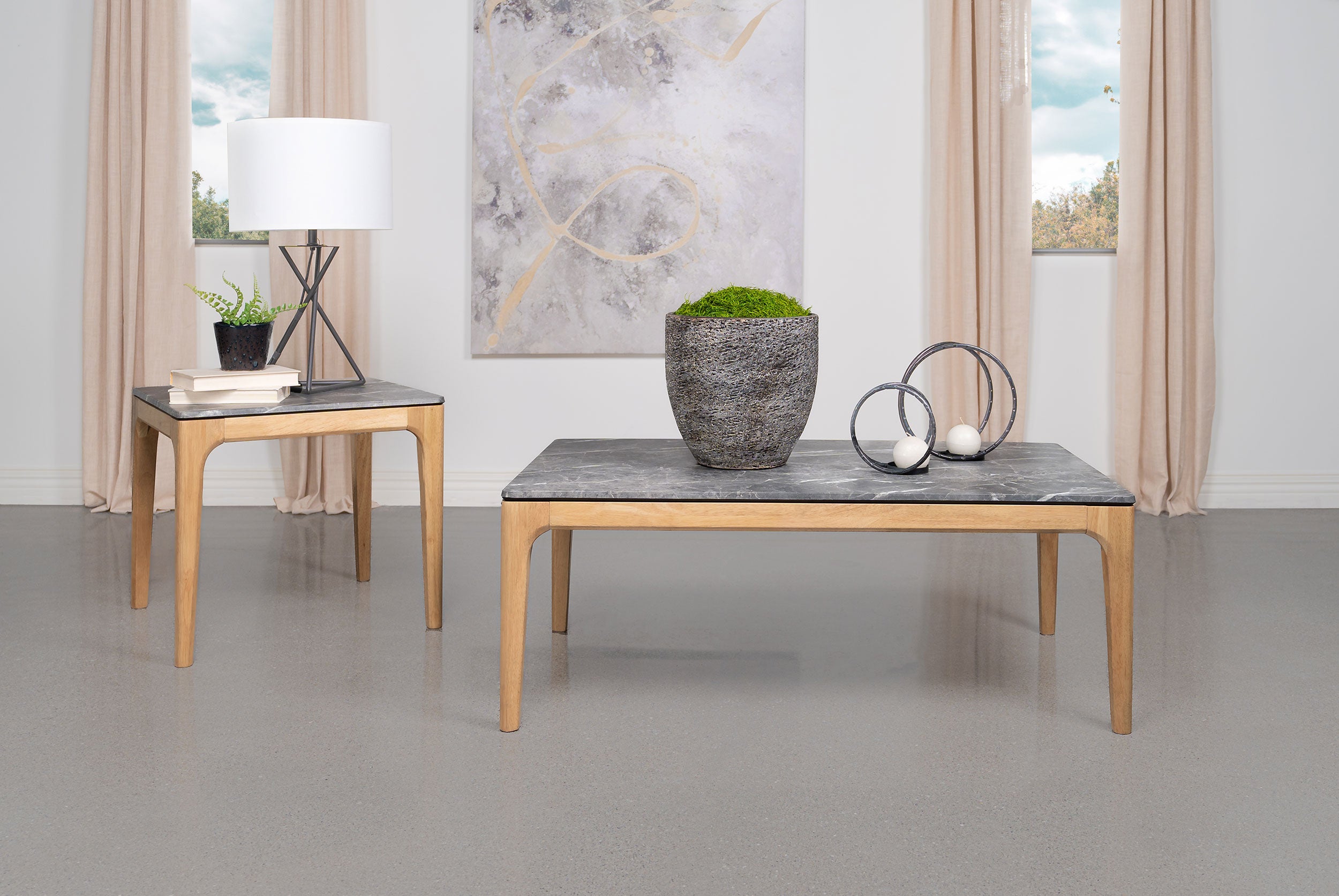 Best Furniture Outlet - Coaster - Polaris 2-piece SmartTop Coffee and End Table Set Grey - 707858-S2