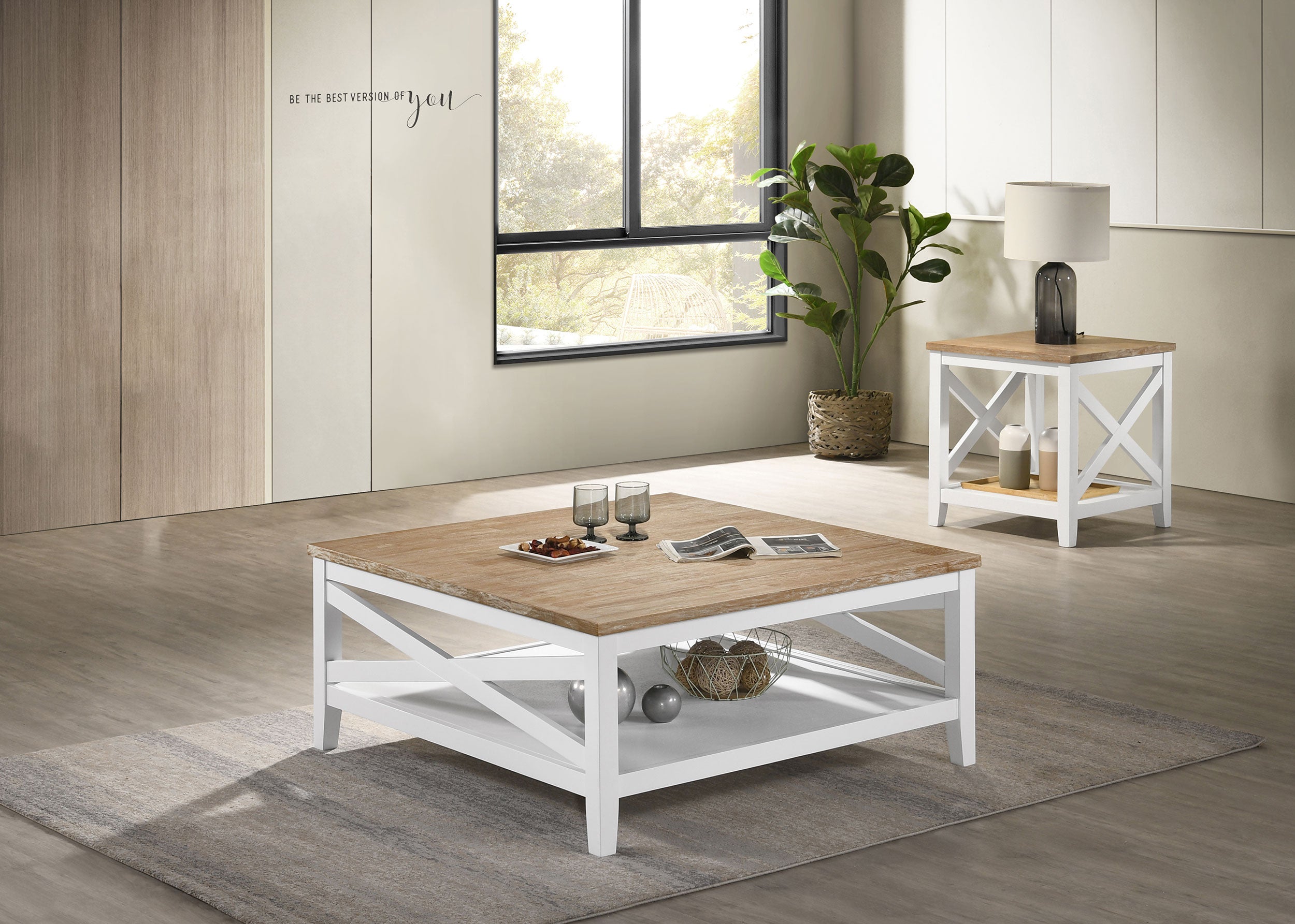 Best Furniture Outlet - Coaster - Hollis 2-piece Square Coffee and End Table Set White - 708098-S2
