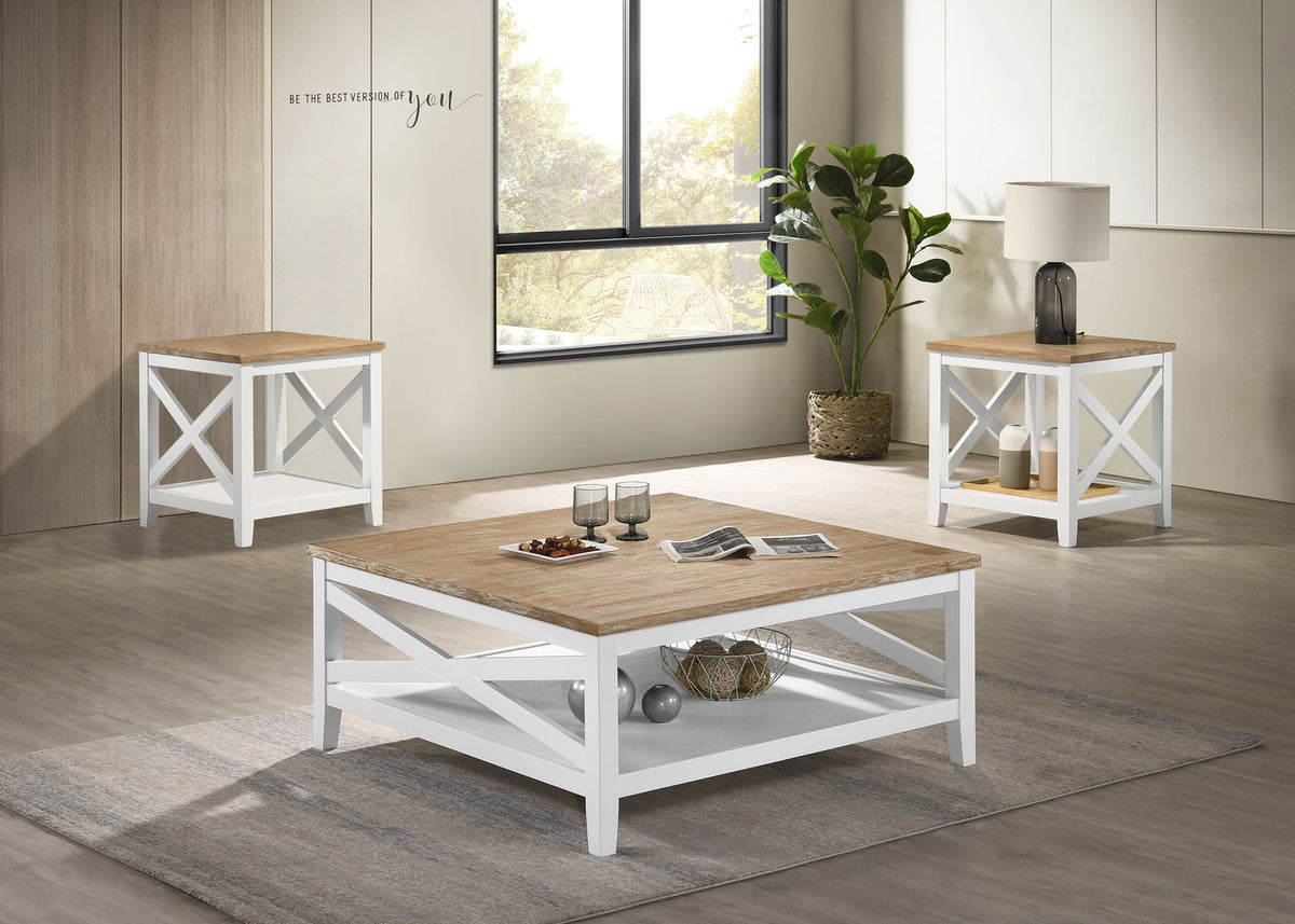Best Furniture Outlet - Coaster - Hollis 3-piece Square Coffee and End Table Set White - 708098-S3