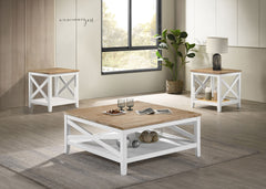 Best Furniture Outlet - Coaster - Hollis 3-piece Square Coffee and End Table Set White - 708098-S3