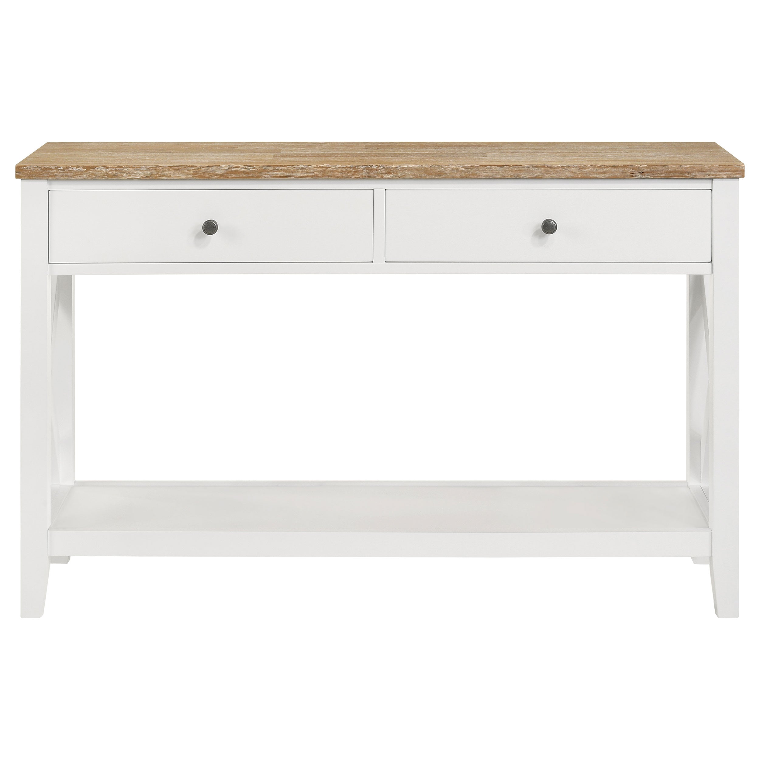 Hollis 2-drawer Wood Entryway Console Table Brown and White