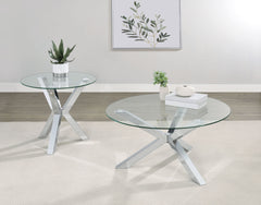 Best Furniture Outlet - Coaster - Kenzie 2-piece Round Coffee and End Table Set Chrome - 708128-S2