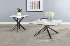 Best Furniture Outlet - Coaster - Carvell 2-piece Square Coffee and End Table Set Mirage White - 708138-S2