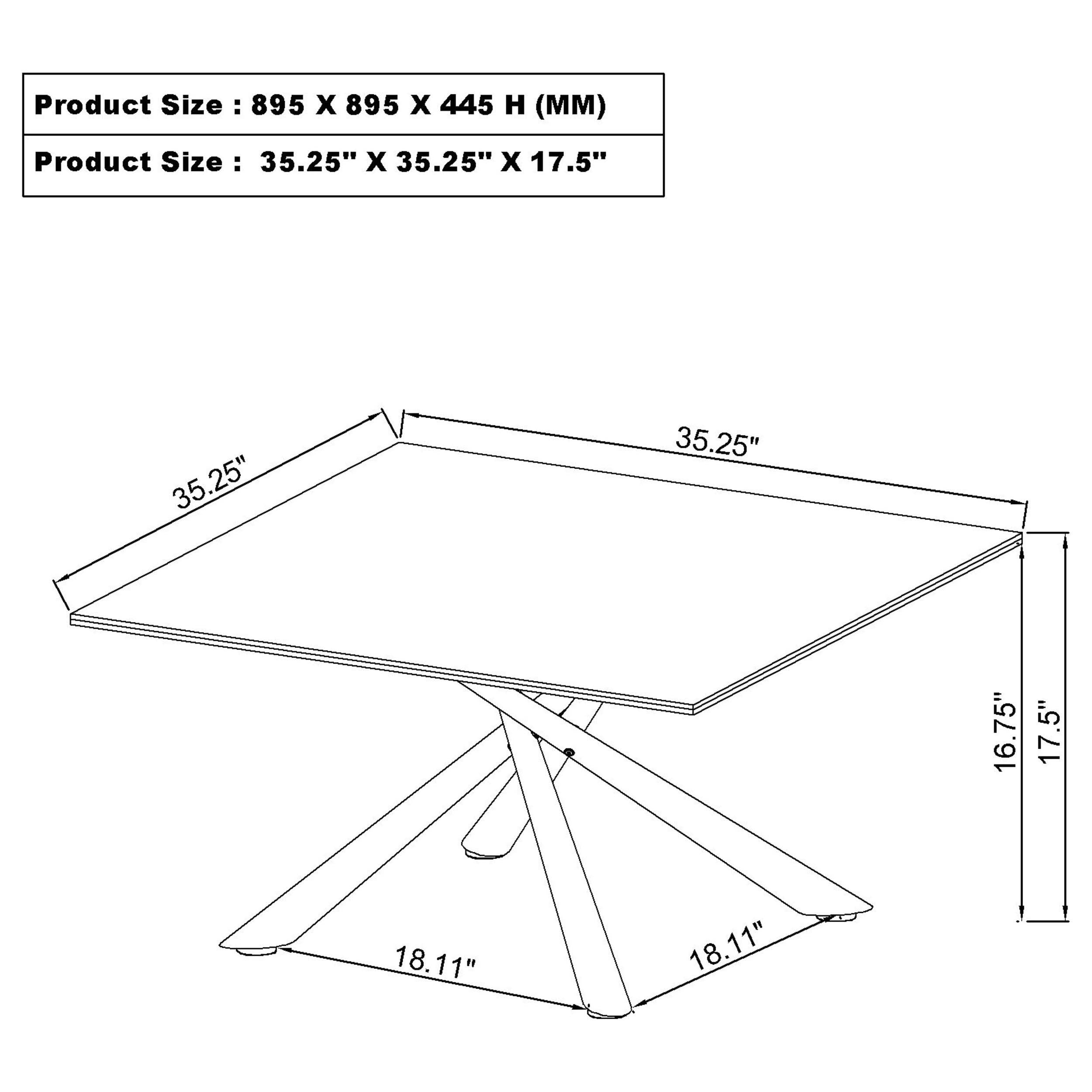 Carvell Square Sintered Stone Top Coffee Table Mirage White