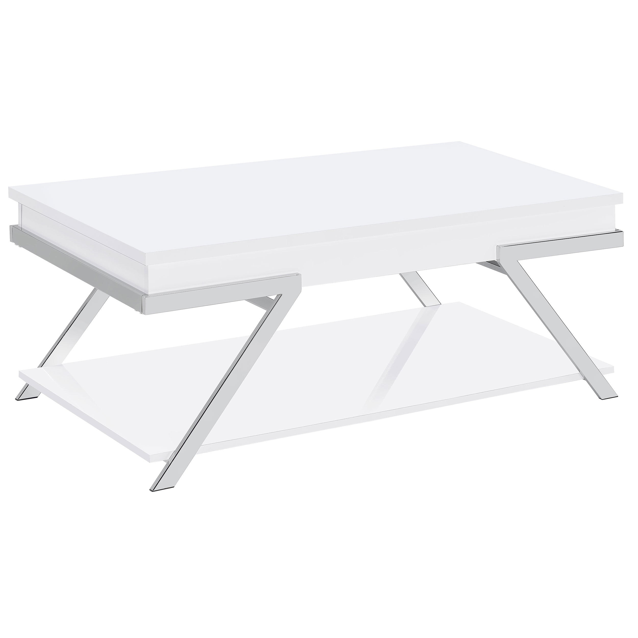Best Furniture Outlet - Coaster - Marcia Rectangular Lift Top Coffee Table White High Gloss - 708158