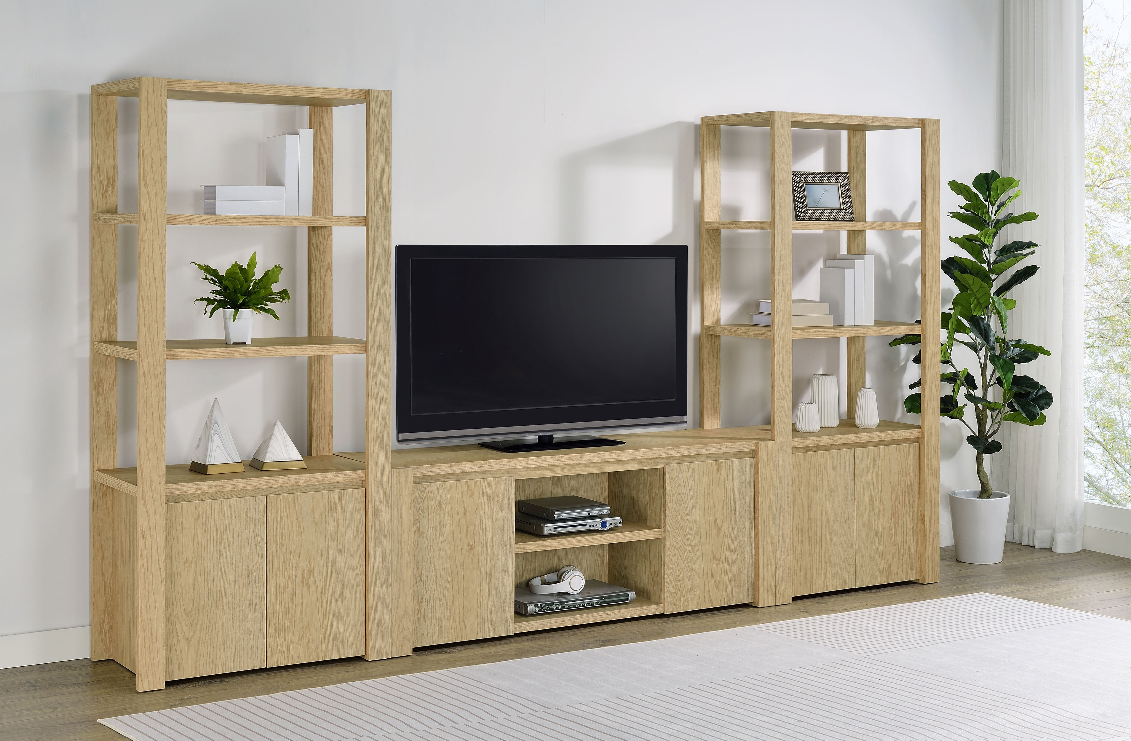 Best Furniture Outlet - Coaster - Laurelton 3-piece Entertainment Center TV Stand Light Oak - 708222-SET
