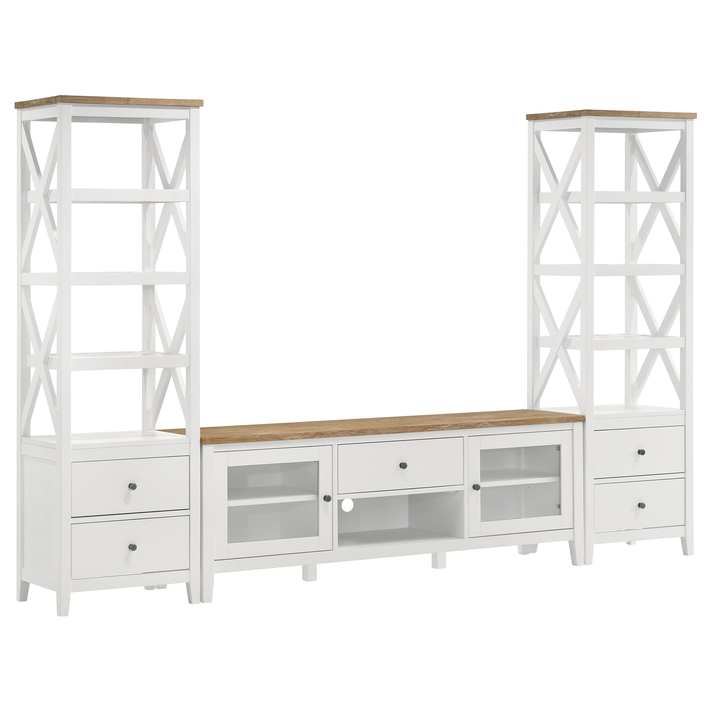 Best Furniture Outlet - Coaster - Hollis 3-piece 67-inch TV Stand Entertainment Center White - 708253-SET