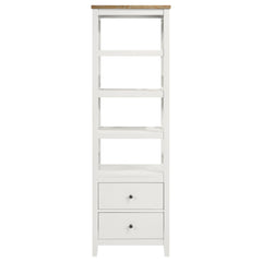 Hollis 4-shelf Wood Media Tower with Drawers Brown and White