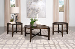 Best Furniture Outlet - Coaster - Cota 3-piece Solid Wood Coffee and End Table Set Dark Brown - 708288-S3
