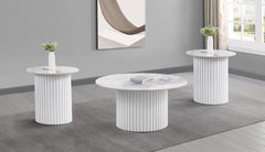 Best Furniture Outlet - Coaster - Rowena 3-piece Coffee and End Table Set White Faux Marble - 708338-S3