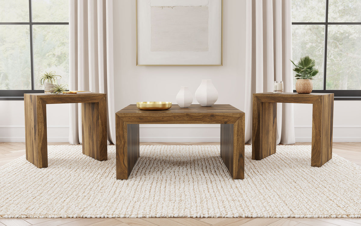 Best Furniture Outlet - Coaster - Odilia 3-piece Solid Wood Coffee and End Table Set Auburn - 708418-S3