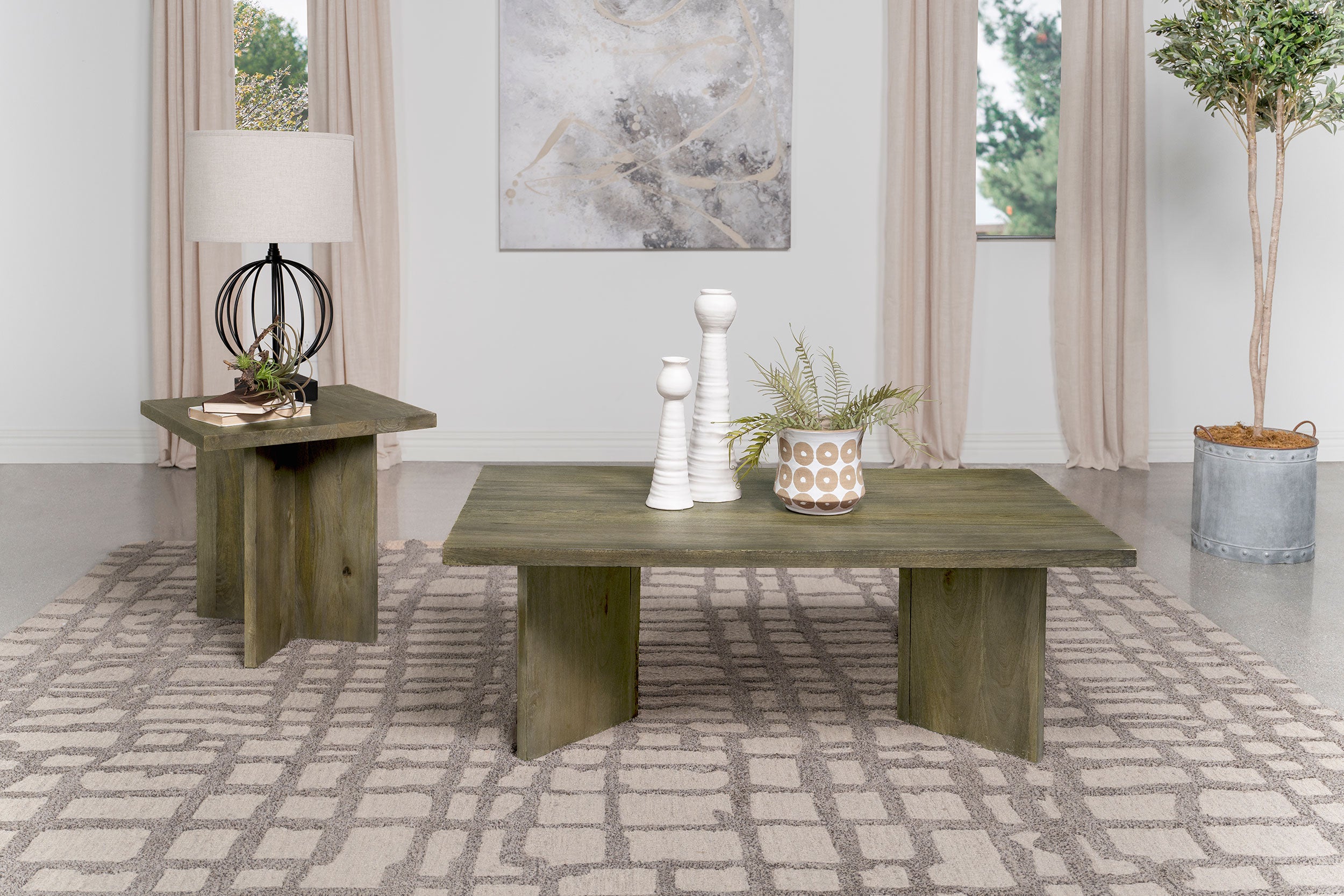 Best Furniture Outlet - Coaster - Andando 2-piece Coffee and End Table Set Mango Brown - 708498-S2