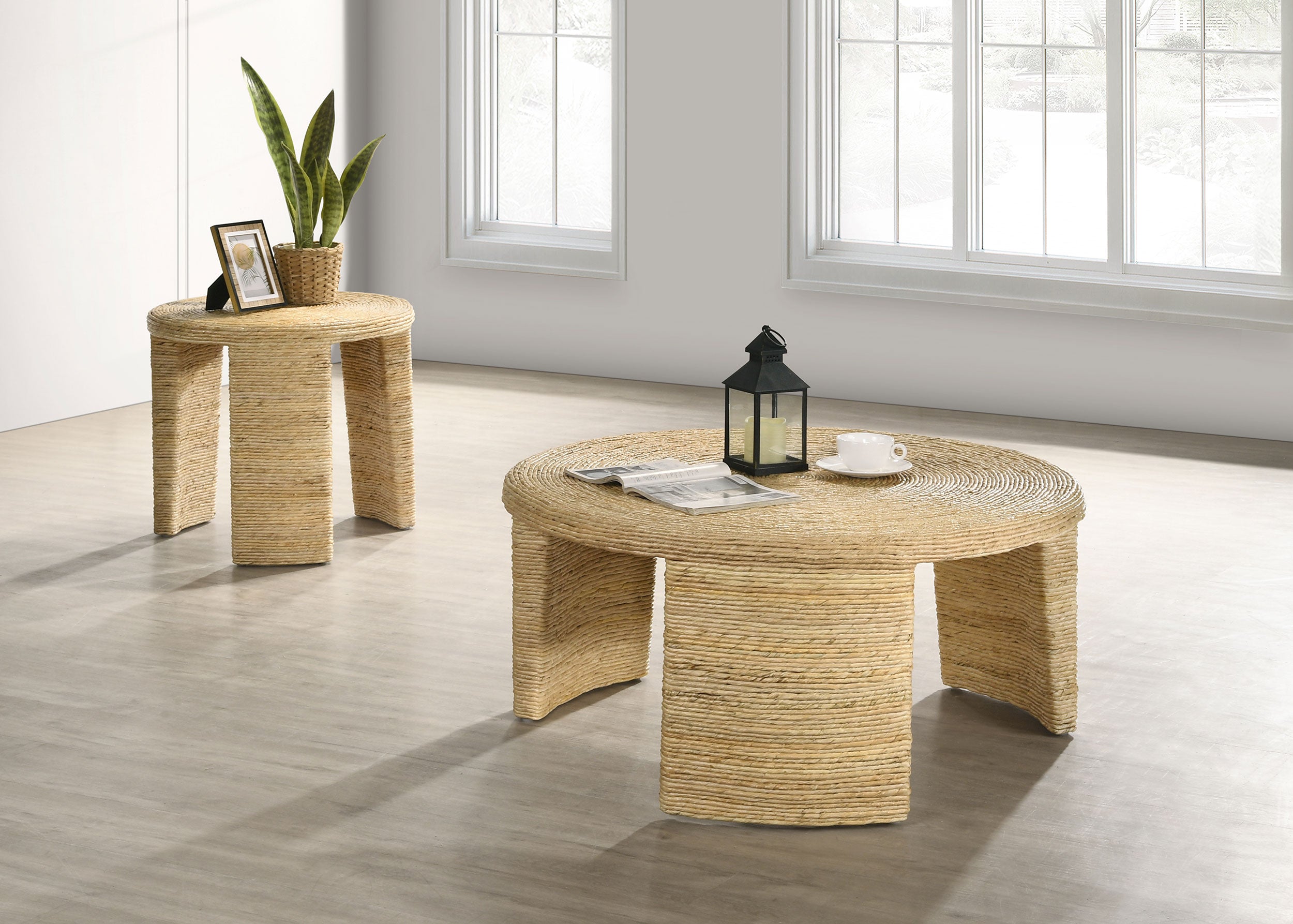 Best Furniture Outlet - Coaster - Artina 2-piece Rattan Coffee and End Table Set Natural - 708508-S2