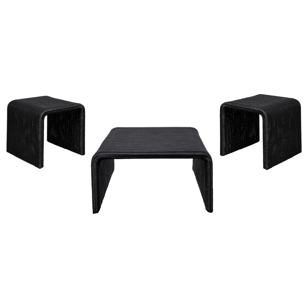Best Furniture Outlet - Coaster - Cahya 3-piece Rattan Coffee and End Table Set Black - 708518-S3
