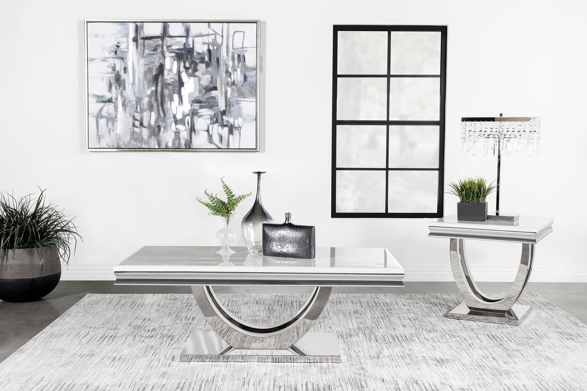 Best Furniture Outlet - Coaster - Kerwin 2-piece Rectangular Coffee and End Table Set Chrome - 708538-S2