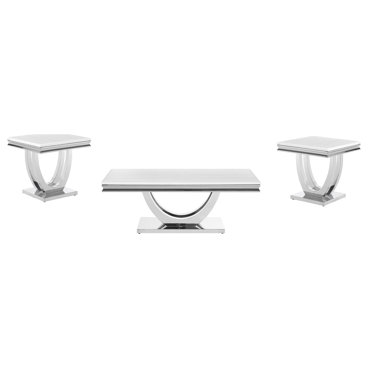 Best Furniture Outlet - Coaster - Kerwin 3-piece Rectangular Coffee and End Table Set Chrome - 708538-S3