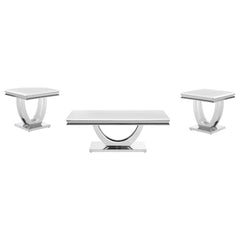 Best Furniture Outlet - Coaster - Kerwin 3-piece Rectangular Coffee and End Table Set Chrome - 708538-S3