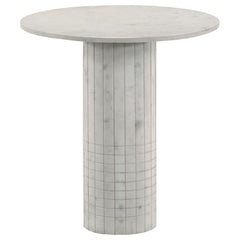 Best Furniture Outlet - Coaster - Astoria Round Genuine Marble Side End Table White - 709667