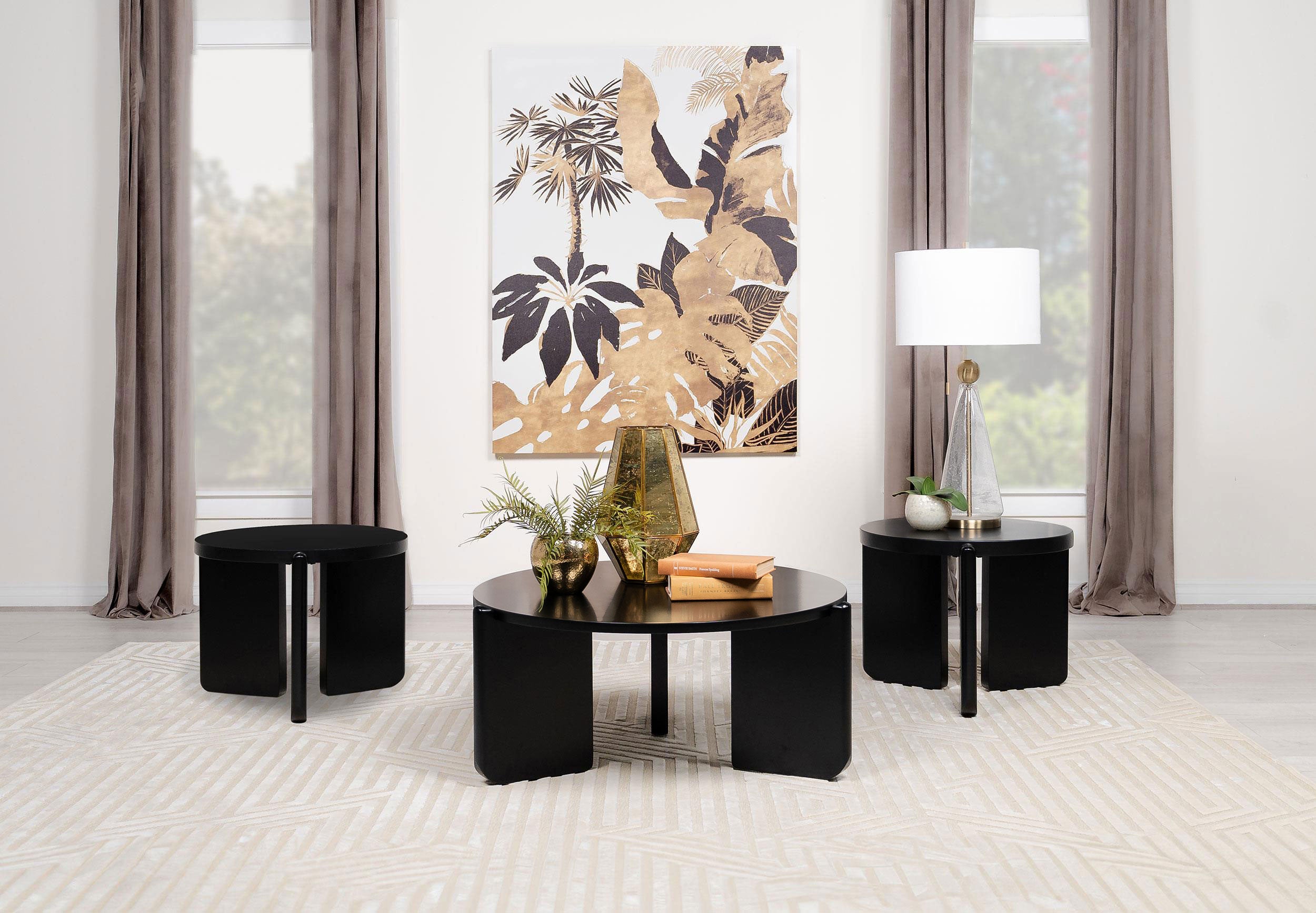 Best Furniture Outlet - Coaster - Cordova 3-piece Solid Wood Coffee and End Table Set Black - 709678-S3