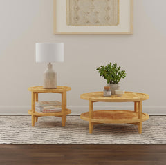 Best Furniture Outlet - Coaster - Camillo 2-piece Round Coffee and End Table Set Maple  - 709698-S2