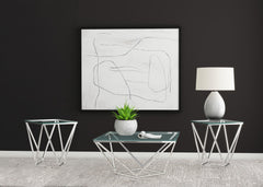 Best Furniture Outlet - Coaster - Brittania 3-piece Square Coffee and End Table Set Nickel - 709738-S3