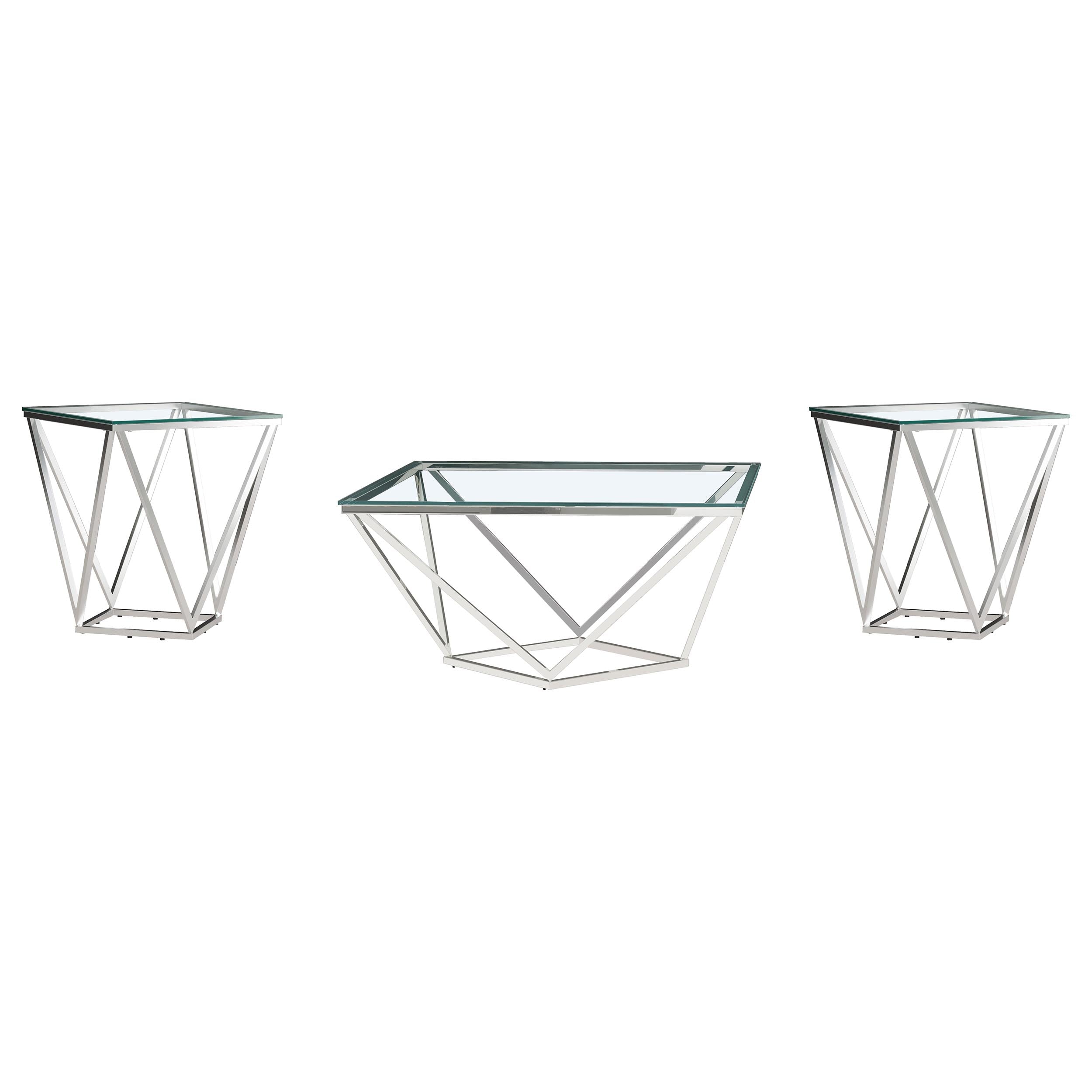 Brittania 3-piece Square Coffee and End Table Set Nickel
