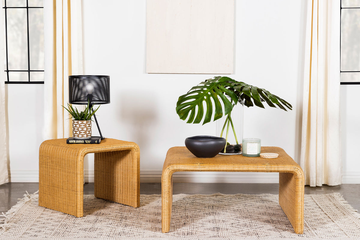 Best Furniture Outlet - Coaster - Cahya 2-piece Rattan Coffee and End Table Set Natural - 709818-S2