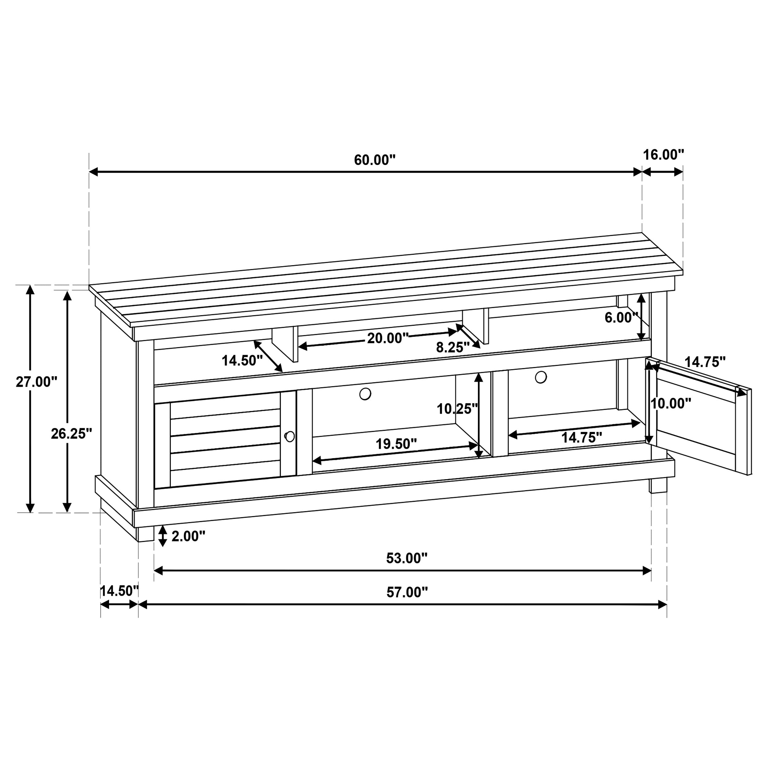 Payne 60-inch TV Stand Media Console Distressed Java