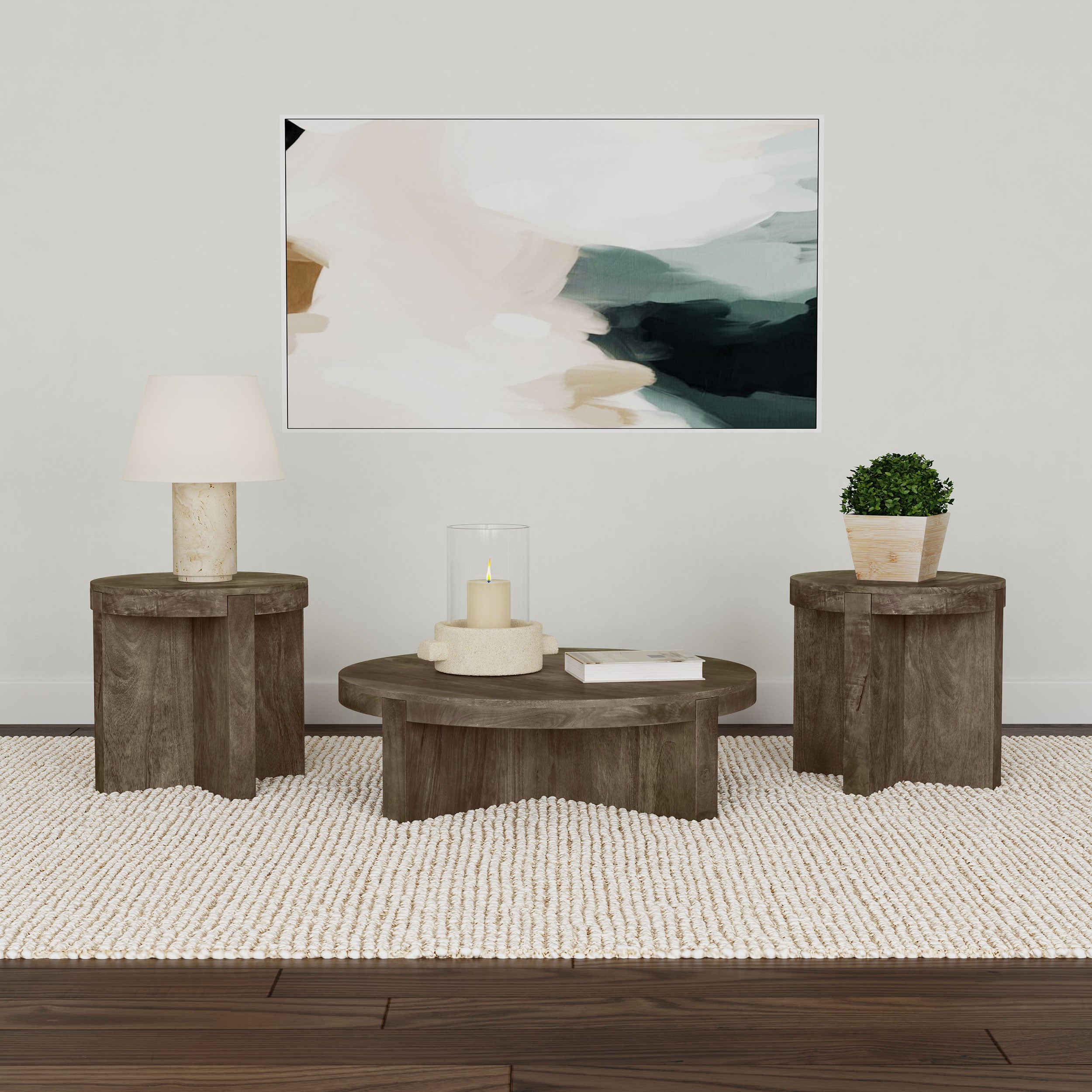 Best Furniture Outlet - Coaster - Kinkaid 3-piece Solid Wood Coffee and End Table Set Brown - 710138-S3