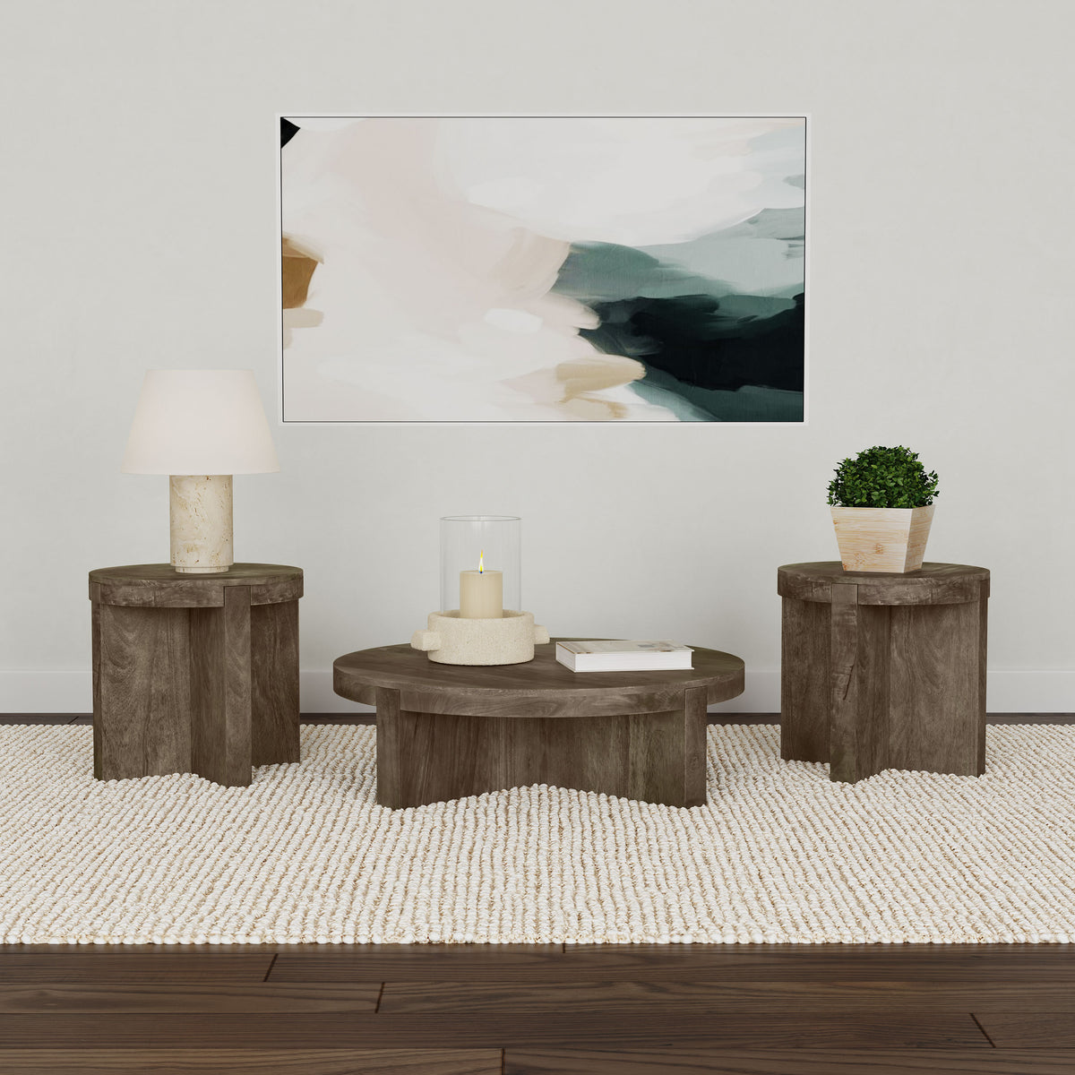 Best Furniture Outlet - Coaster - Kinkaid 3-piece Solid Wood Coffee and End Table Set Brown - 710138-S3