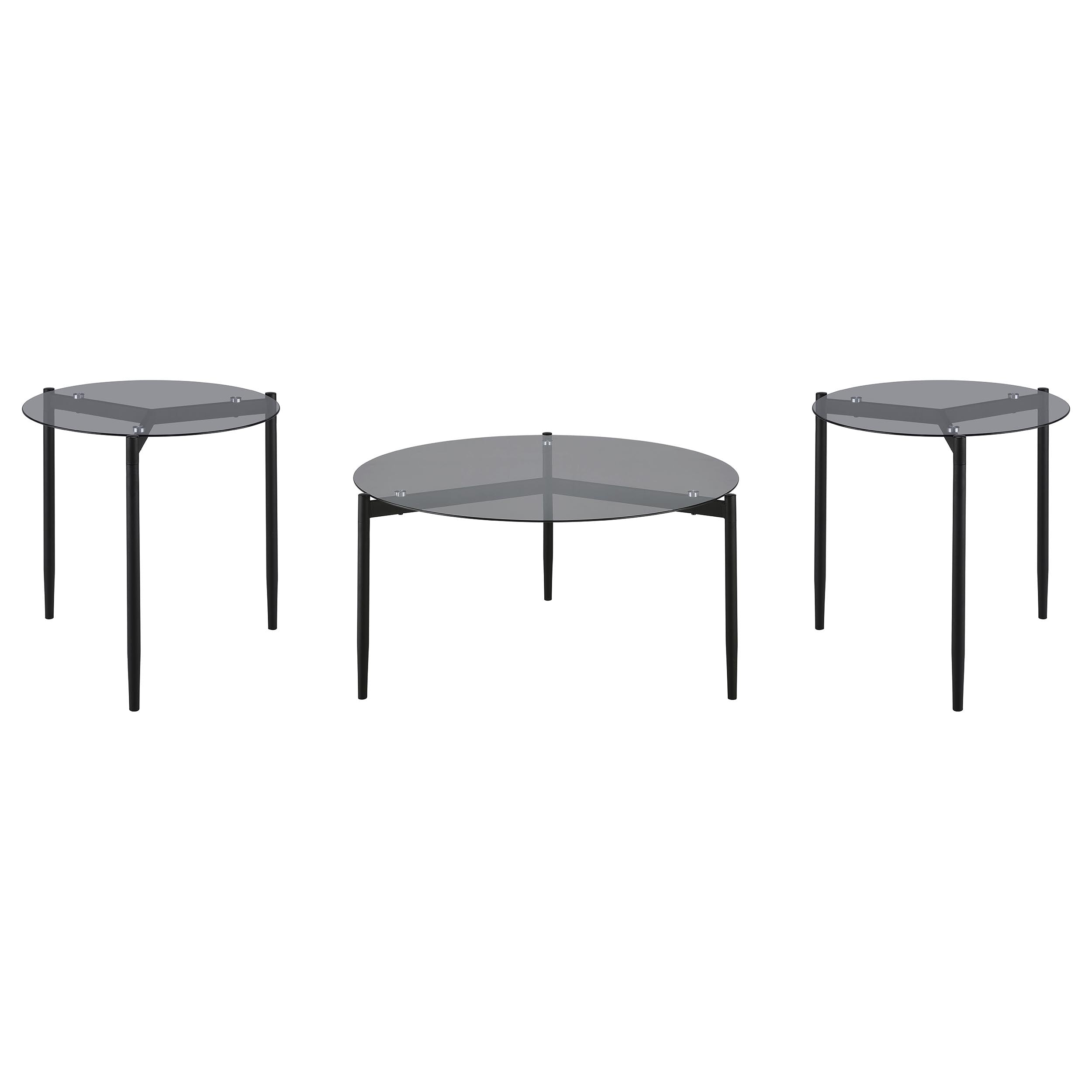 Rosalie 3-piece Round Coffee and End Table Set Grey