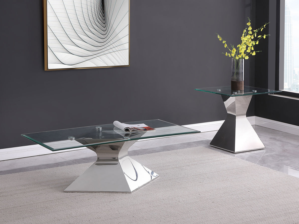 Best Furniture Outlet - Coaster - Jenny 2-piece Rectangular Coffee and End Table Set Chrome - 710208-S2