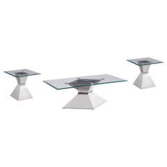 Best Furniture Outlet - Coaster - Jenny 3-piece Rectangular Coffee and End Table Set Chrome - 710208-S3