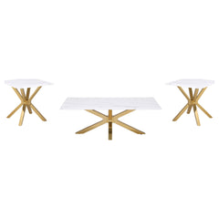 Best Furniture Outlet - Coaster - Visalia 3-piece Faux Marble Coffee and End Table Set White - 710218-S3