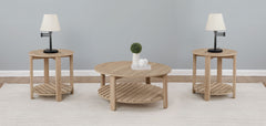 Best Furniture Outlet - Coaster - Fowler 3-piece Round Coffee and End Table Set Natural - 710288-S3