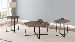Best Furniture Outlet - Coaster - Marcus 3-piece Round Coffee and End Table Set Light Brown - 710298-S3