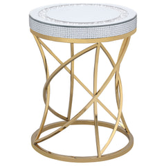 Elise 3-piece Round Mirror Top Coffee and End Table Set Gold