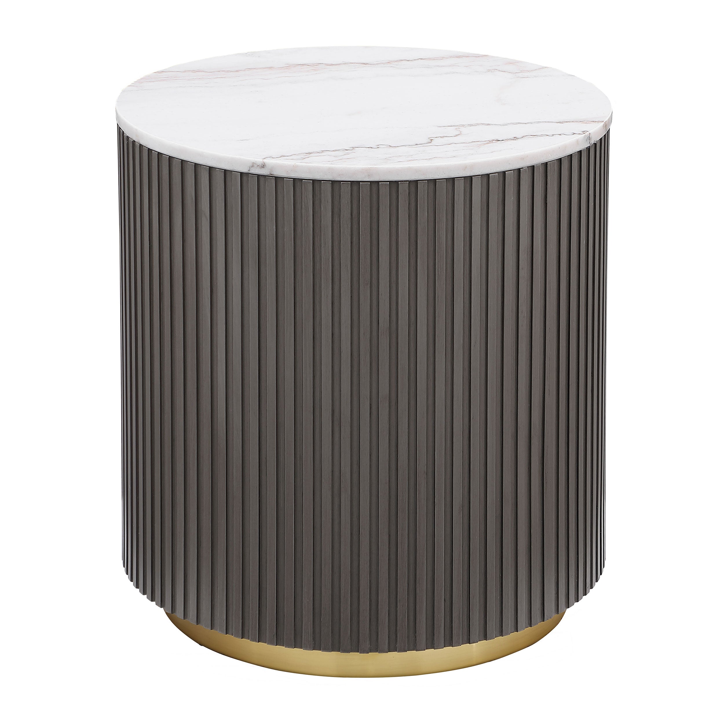 Best Furniture Outlet - Coaster - Jason Round Marble Top Side End Table White and Charcoal - 710417