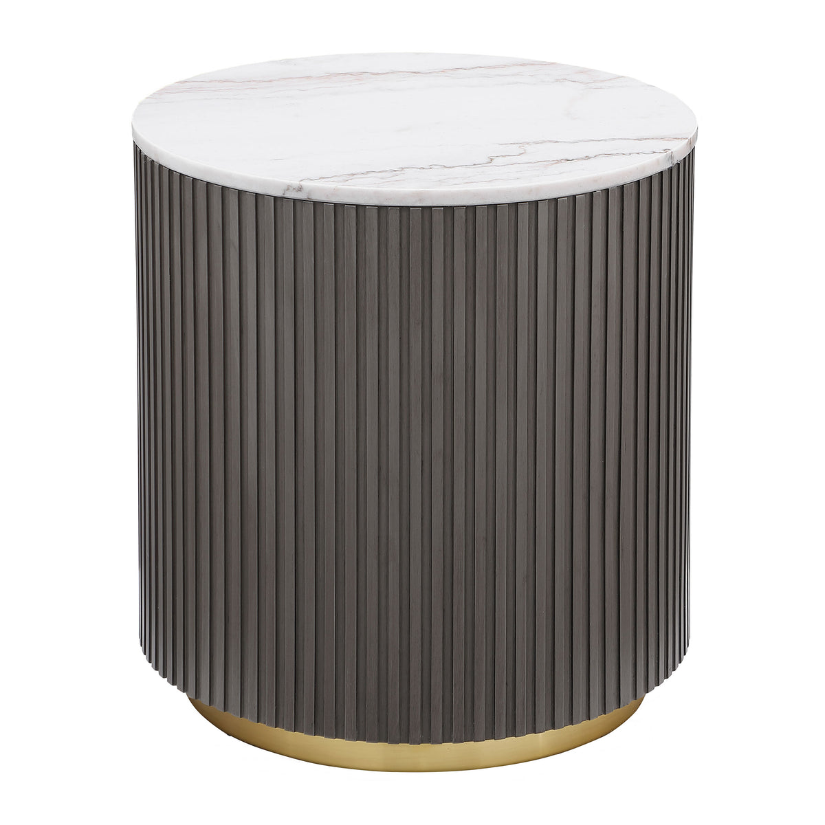 Best Furniture Outlet - Coaster - Jason Round Marble Top Side End Table White and Charcoal - 710417