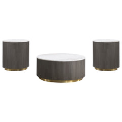 Jason 3-piece Round Marble Coffee and End Table Set White