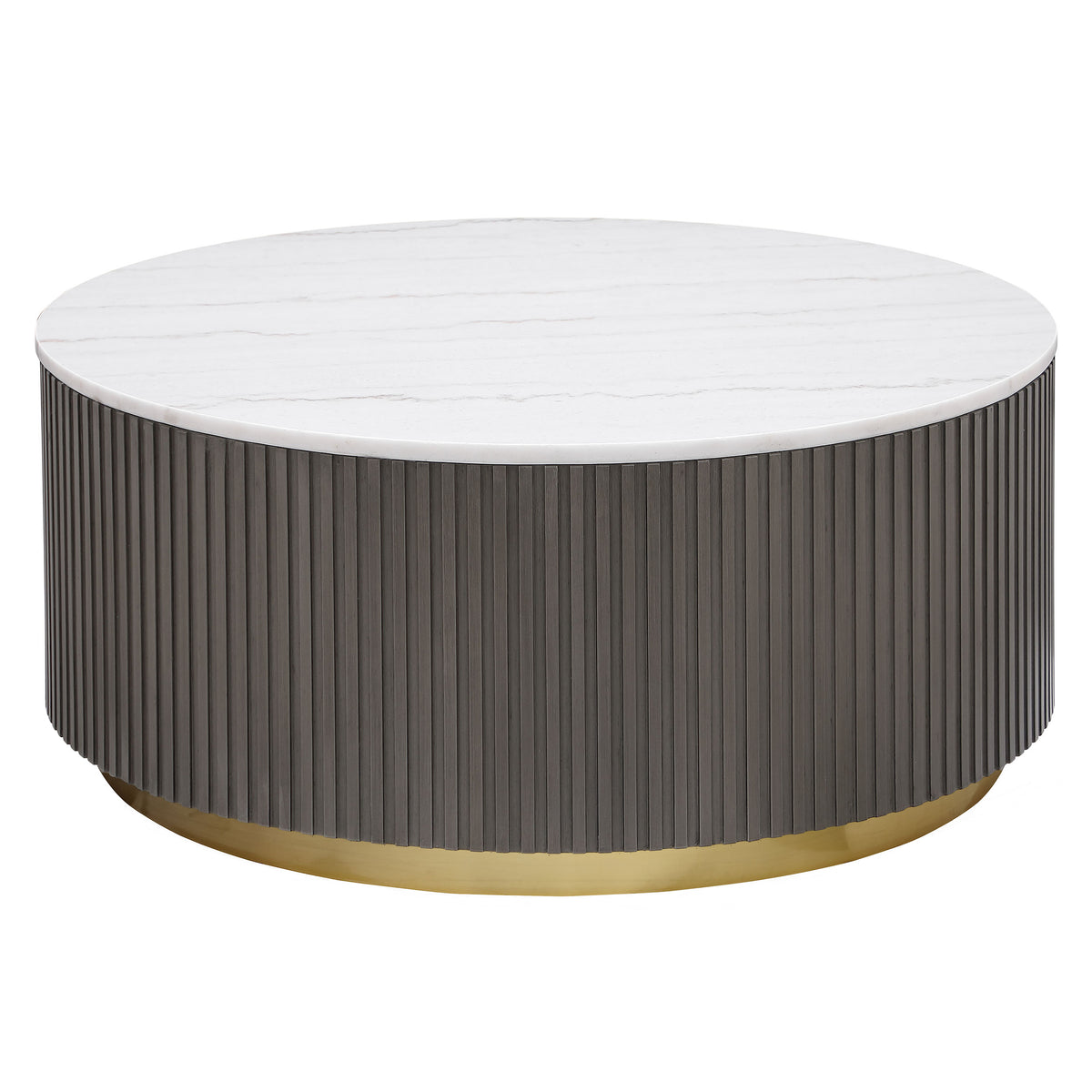 Best Furniture Outlet - Coaster - Jason Round Marble Top Coffee Table White and Charcoal - 710418