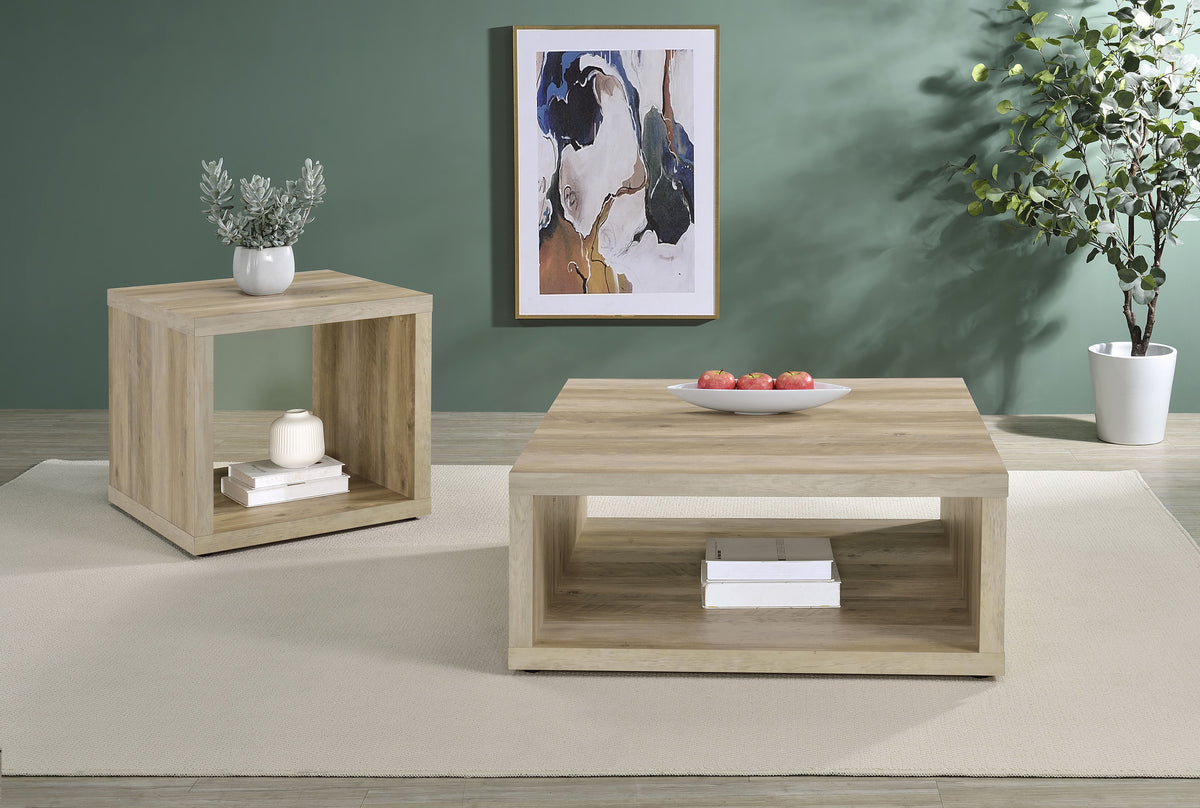 Best Furniture Outlet - Coaster - Frisco 2-piece Coffee and End Table Set Distressed Pine - 710518-S2