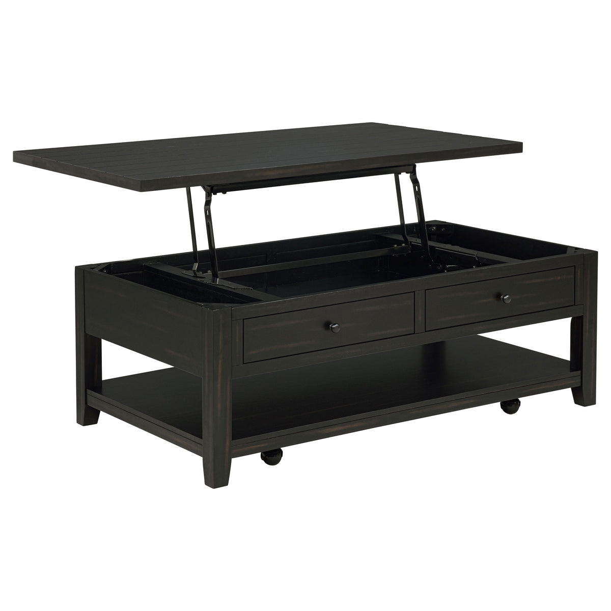 Best Furniture Outlet - Coaster - Payne 48-inch Mobile Lift Top Coffee Table Distressed Java - 710565
