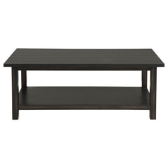 Payne Wood Coffee Table with Shelf Distressed Java