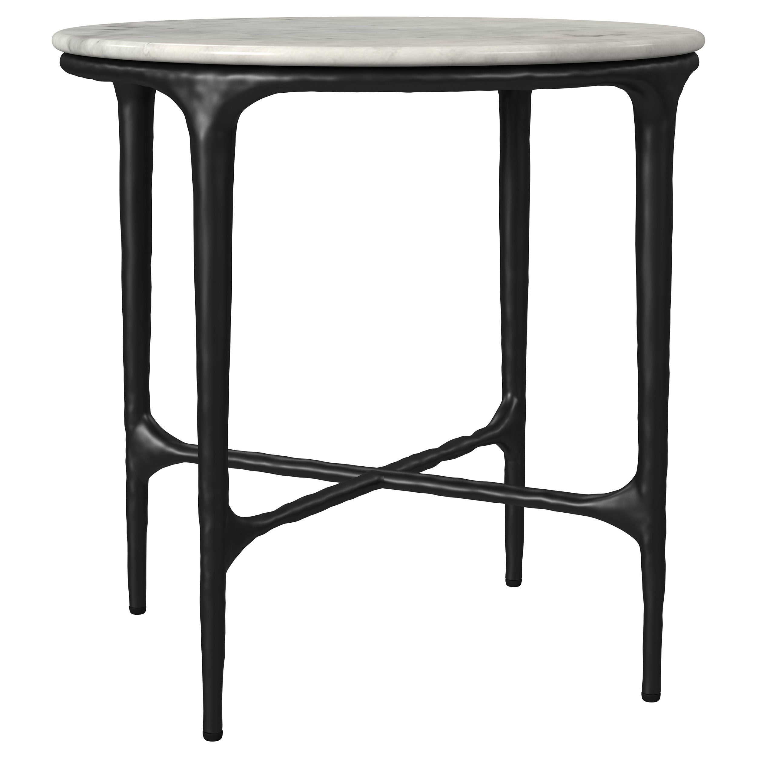 Best Furniture Outlet - Coaster - Hermas Round Genuine Marble Top Metal End Side Table White - 710737