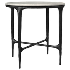 Best Furniture Outlet - Coaster - Hermas Round Genuine Marble Top Metal End Side Table White - 710737