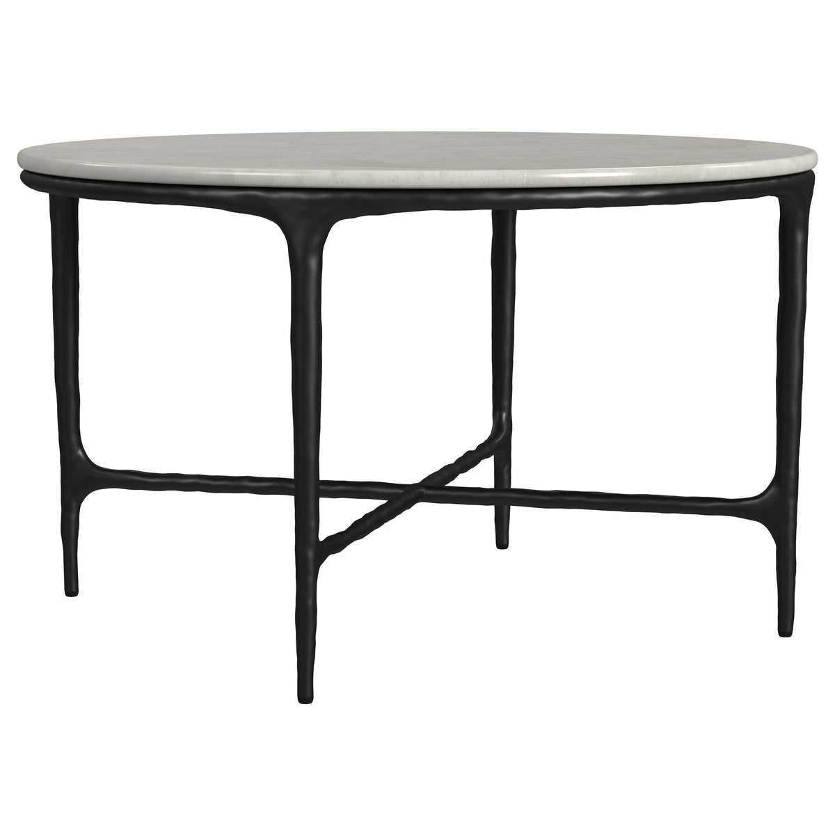 Best Furniture Outlet - Coaster - Hermas Round Genuine Marble Top Metal Coffee Table White - 710738