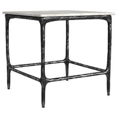 Best Furniture Outlet - Coaster - Ebby Square Genuine Marble Top Metal End Table White - 710747