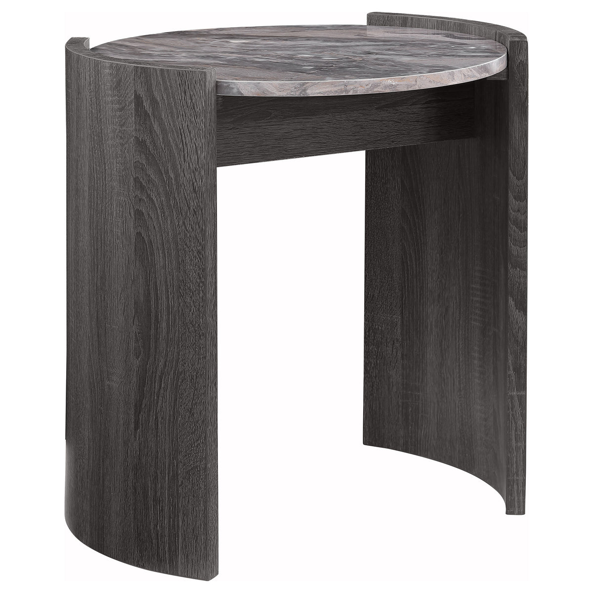 Best Furniture Outlet - Coaster - Gladstone Round Faux Marble Top End Table Distressed Grey - 710757